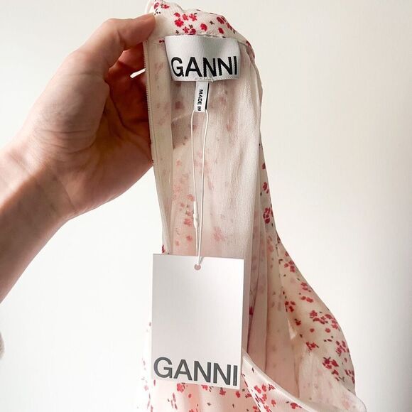 NWT GANNI Georgette Mini Dress Size 36 - Picture 8 of 10